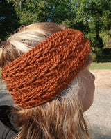 rust orange crocheted ear warmer headband thumbnail
