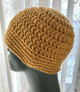 beanie made with chunky yarn on mannequin head thumbnail