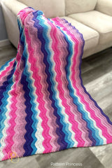 Wavy Ripple Blanket: Berry Bliss Throw (Crochet) thumbnail