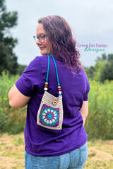 Crochet Pouch Hanged At The Back Of A Woman thumbnail
