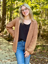 crochet sweater in nutmeg color thumbnail