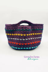 purple crochet bag with colorful design pattern thumbnail