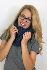 Girl wearing crochet cowl thumbnail