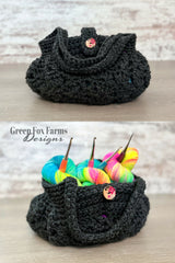 dark blue crocheted hobo handbag with a button closure thumbnail