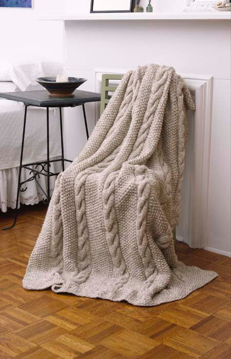 Natural Cables Throw (Knit)