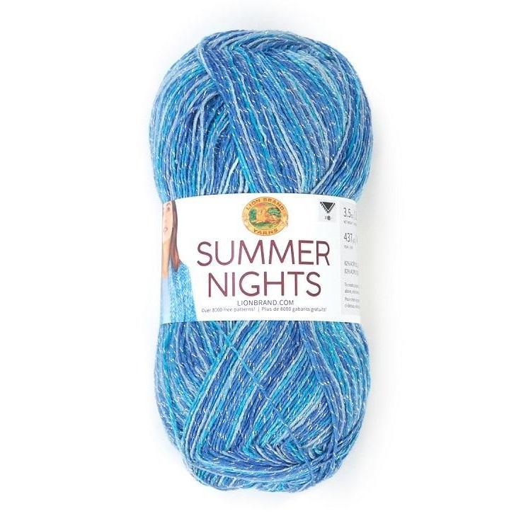 Lion Brand Yarn Summer Nights Bonus Bundle Cast Away Metallic Shawl  Superfine Acrylic, Polyester Multi-color Yarn 3 Pack 