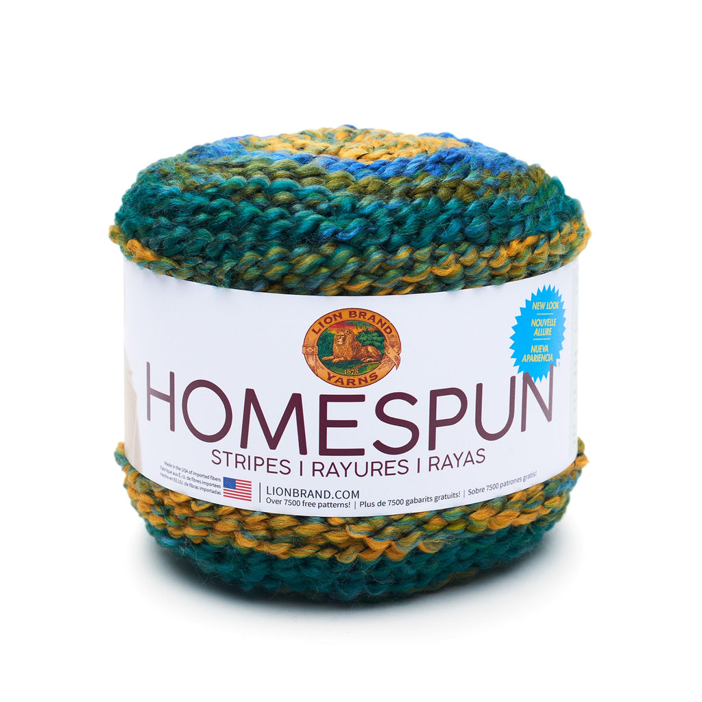 Lion Brand Homespun Yarn Lot 5 Skeins Blue Green Teal Orange Tan Marl