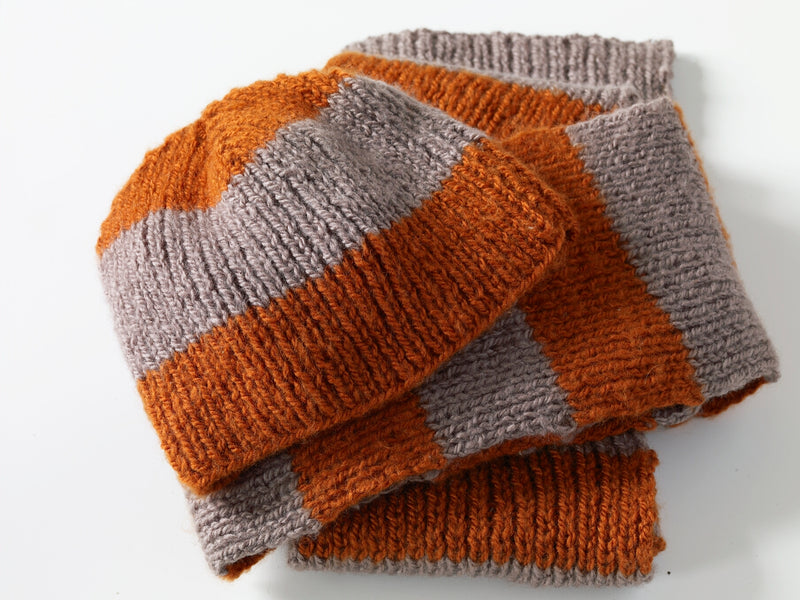 Smoky Stripes Beanie Hat and Scarf Pattern (Knit)
