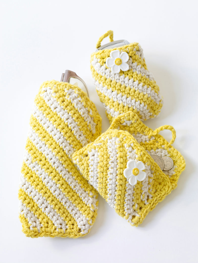 Crochet Sunshine Stripes Glasses Case - Version 2
