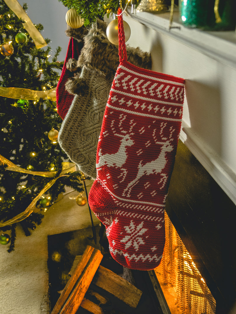 Crochet Kit - On Prancer Christmas Stocking