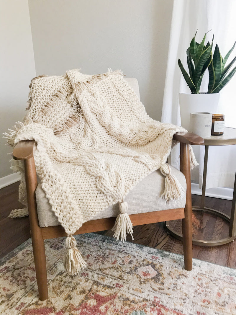 Knit Kit - Fringe Cable Throw