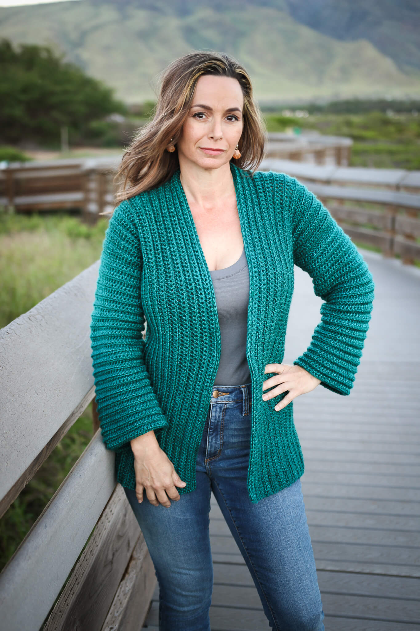 Crochet Kit Ridge Trail Cardigan Lion Brand Yarn
