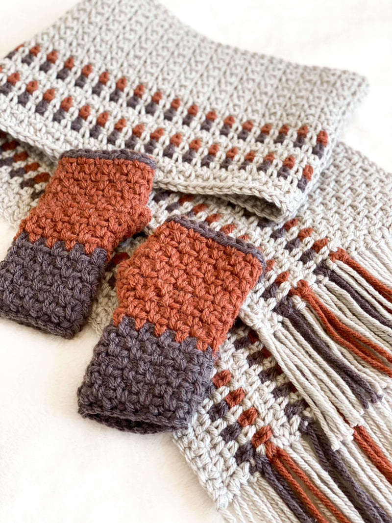 Crochet Kit - Embers Scarf Set