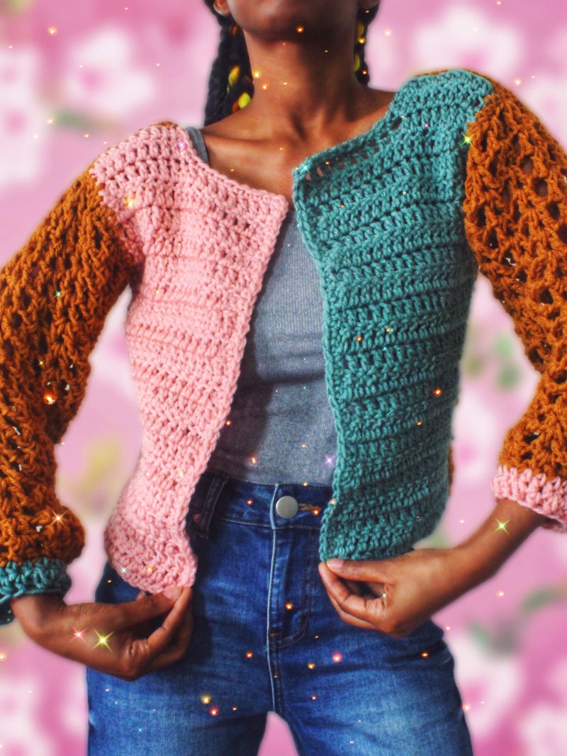 Pink Vanilla Stone Crochet Long Sleeve Top