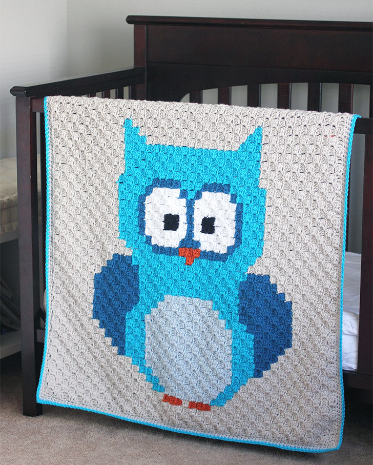 Baby Owl Corner-to-Corner (C2C) Blanket (Crochet)