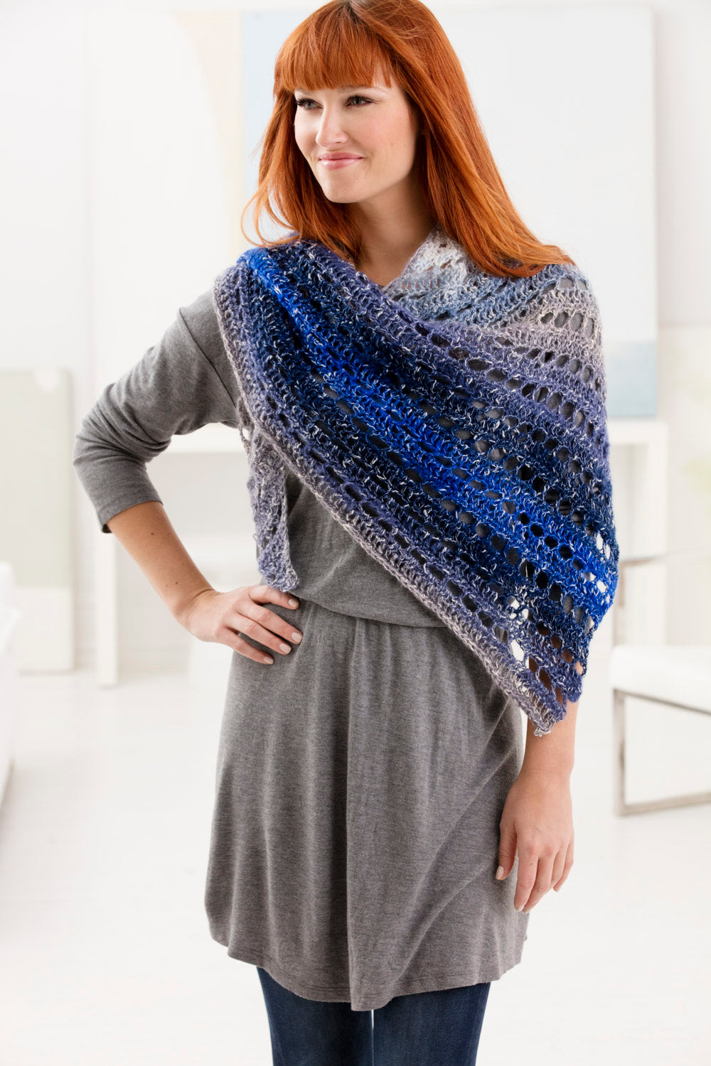 Diagonal Eyelets Shawl (Crochet) - Version 1 – Lion Brand Yarn