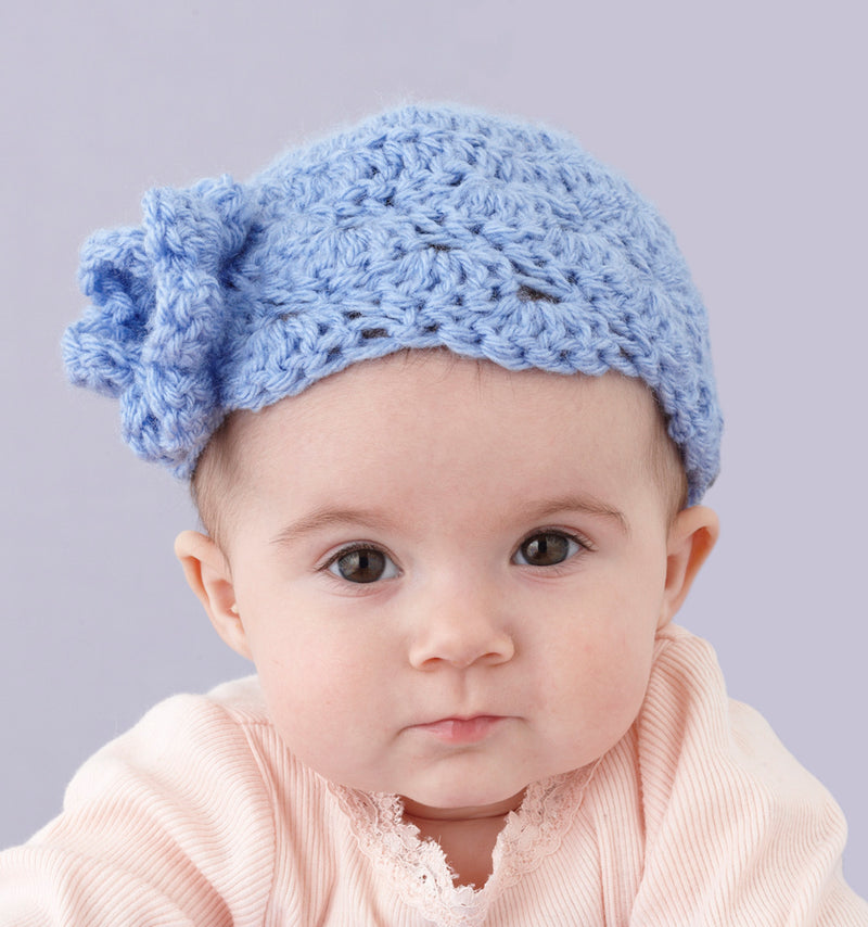 Baby Hat With Flower Pattern (Crochet)