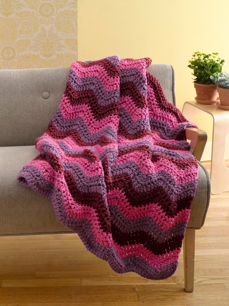 Berry Bright Ripple Throw Pattern (Crochet)