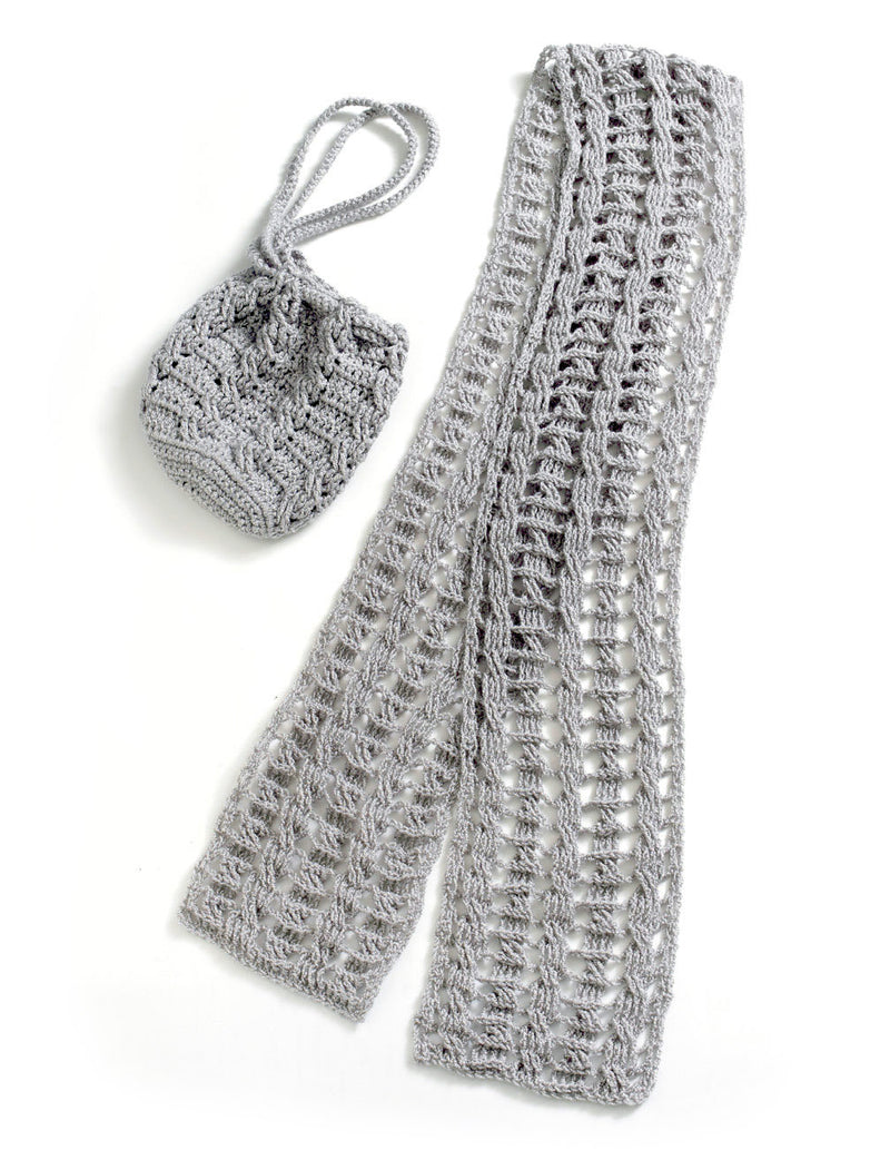 Cable Lace Scarf and Cabled Bag (Crochet)