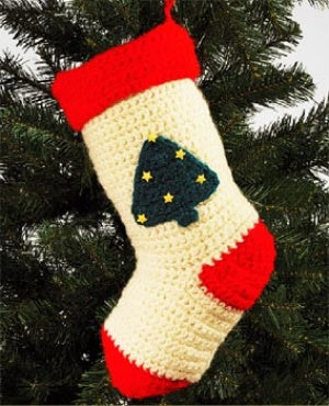 Christmas Tree Christmas Stocking (Crochet)