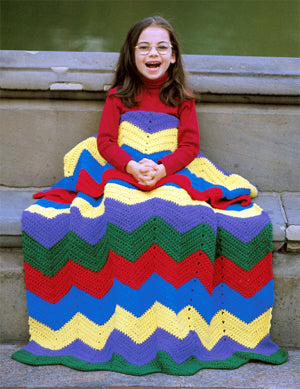Crayon Colored Ripple Afghan Pattern (Crochet)