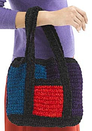 Crochet Color Block Tote