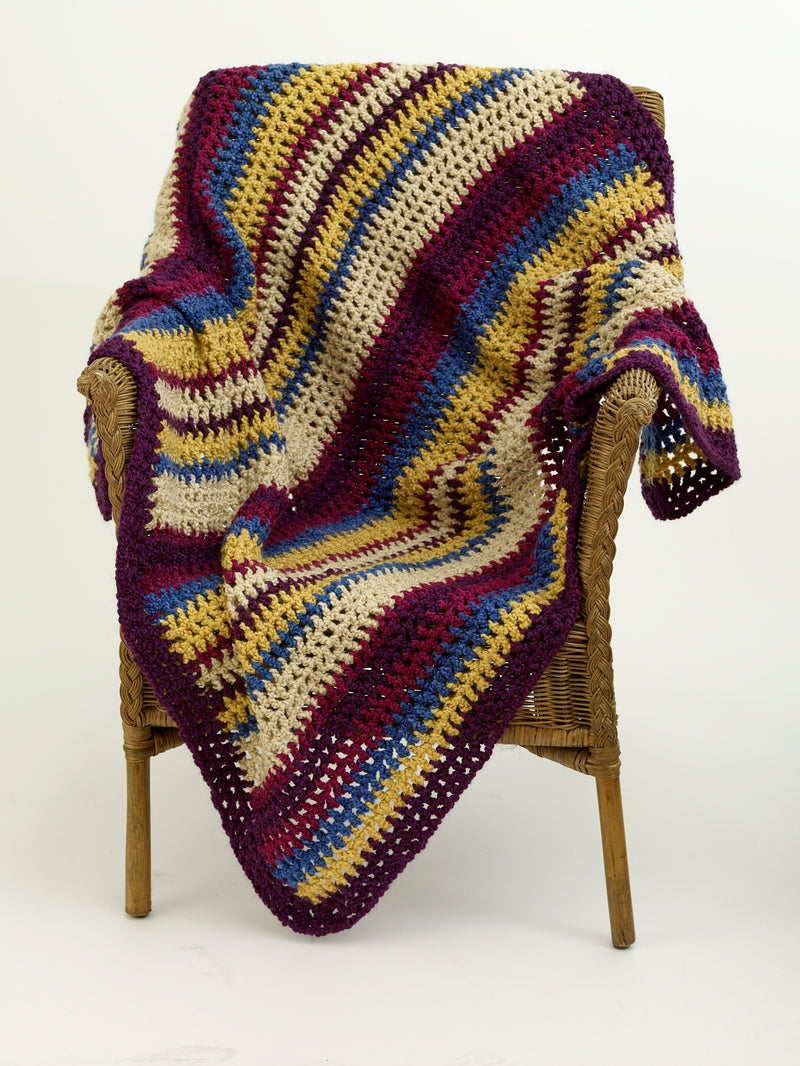 Crochet Mesh And Stripe Throw Pattern (Crochet)