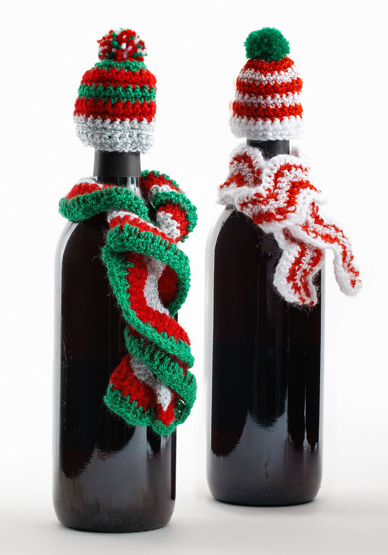 Crochet Wine Bottle Hats and Scarves Pattern