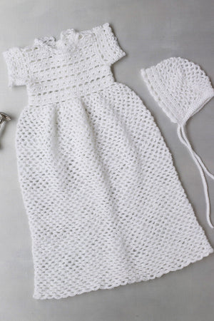 Crocheted Christening Gown And Bonnet Pattern – Lion Brand Yarn