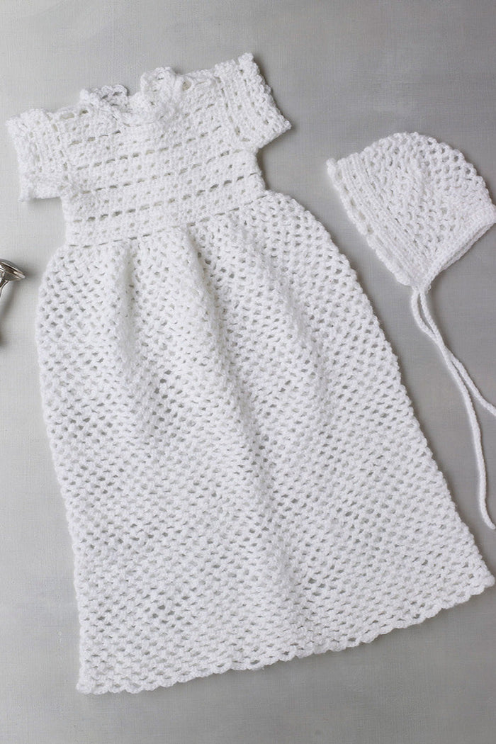 white christmas dresses Lily of the Valley Christening Gown – Premier Yarns main image 1