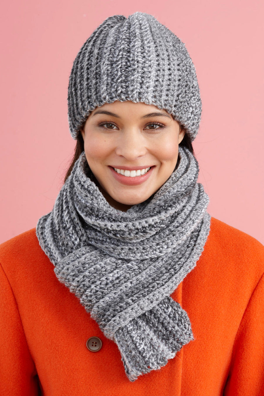 Handmade Crochet Gray Matching Hat And Scarf Set 100% Wool Women\'s Size Small Gray Hat Scarf Set - Etsy main image 2