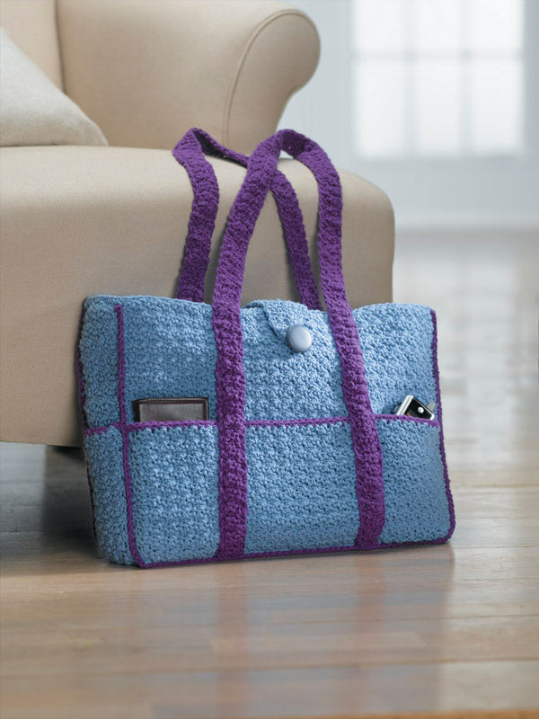 Eight -Pocket Two-Tone Carryall Tote (Crochet)