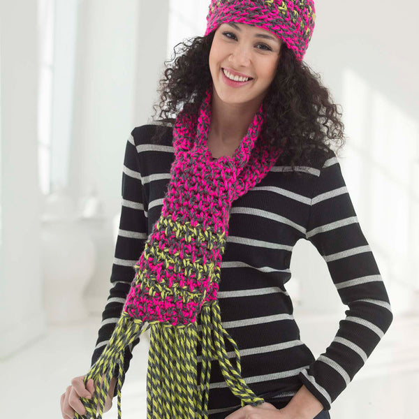 Blk Lotus Co Earth-Tone Crochet Beanie and Long Scarf Set Premium Acrylic Yarn Multi - Brown Tones Unisex Set