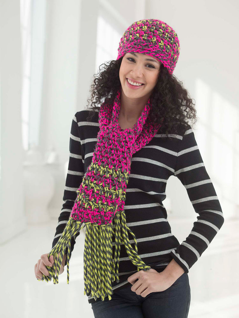 Electric Mix Hat And Scarf Set Pattern (Crochet)