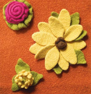 Felted Floral Trio Pattern (Crochet)