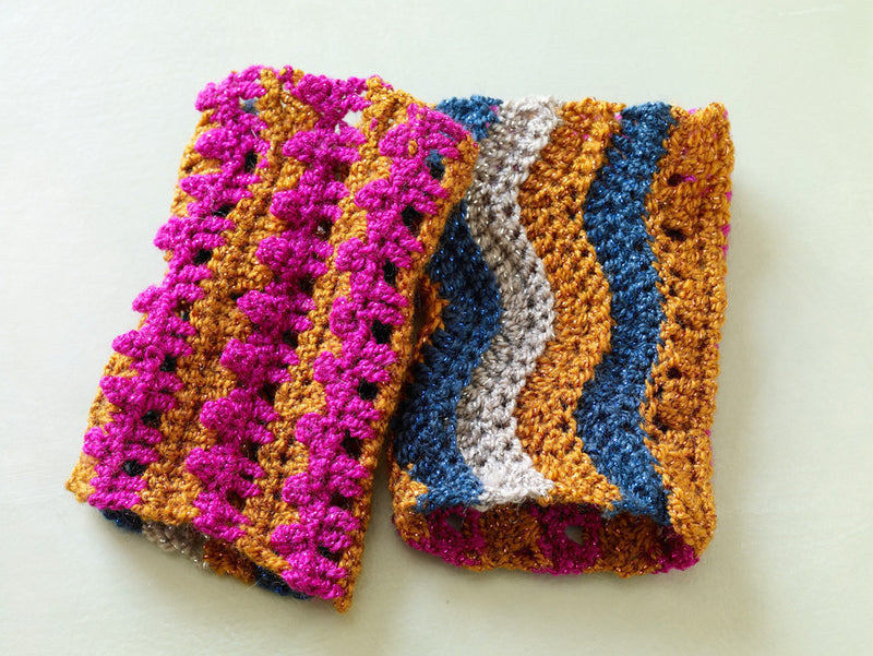 Glittery Ripple Cuffs Pattern (Crochet)