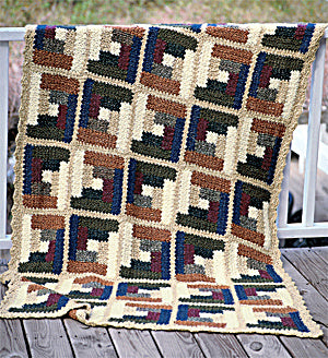 Homespun Log Cabin Afghan (Crochet)