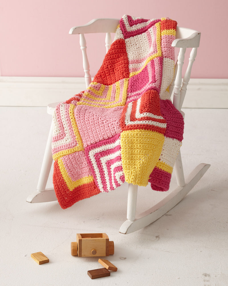 Mitered Squares Baby Throw Pattern (Crochet)