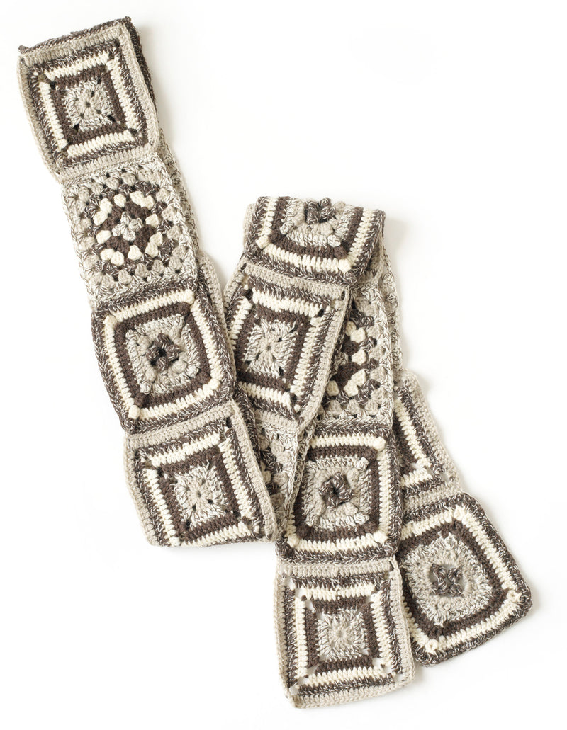 Mixed Granny Square Scarf (Crochet)