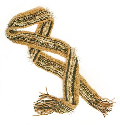 Mixed yarn Christensen skinny scarf brown colorway Pattern (Crochet)