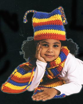 Primary Stripes Child's Hat and Scarf Pattern (Crochet)