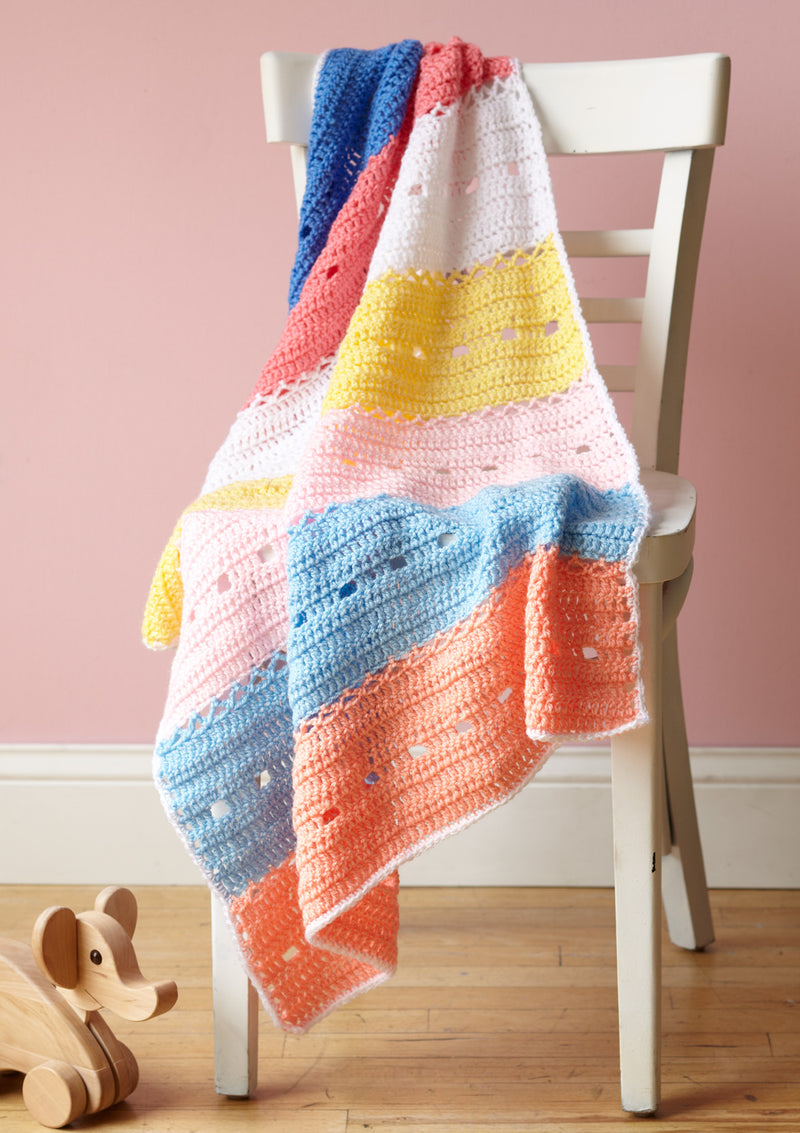 Rainbow Panels Baby Throw Pattern (Crochet)