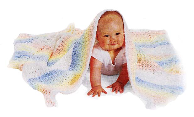 Rainbow Striped Baby Throw Blanket (Crochet)