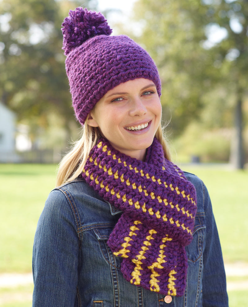 School Colors Hat and Scarf Set (Crochet) - Version 1