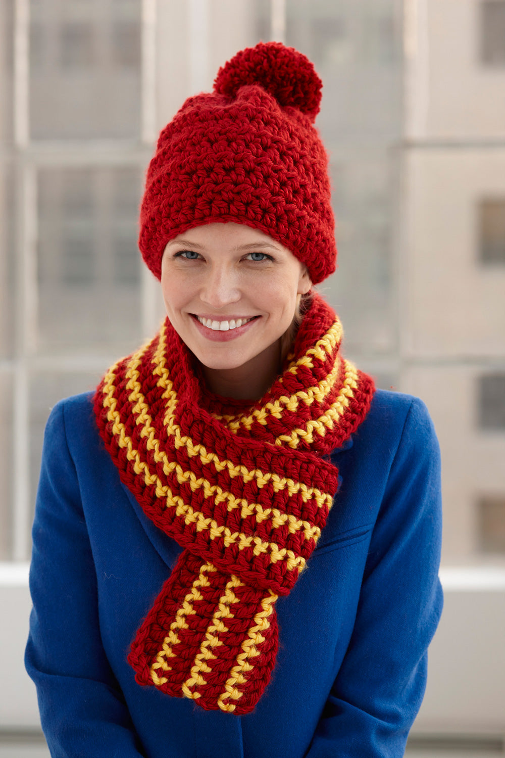 School Colors Hat and Scarf Set (Crochet) - Version 3 – Lion  display picture 1