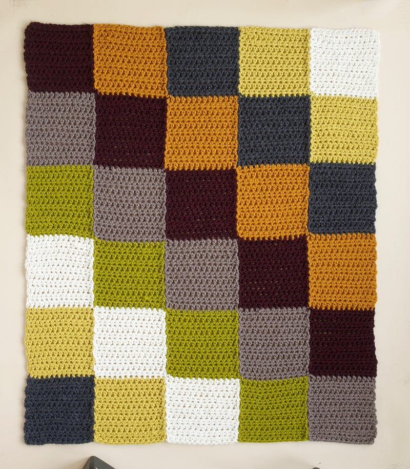 Simple Earthy Squares Afghan Pattern (Crochet)