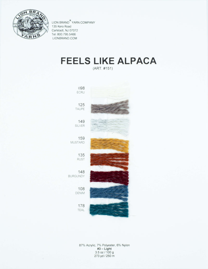 Feels Like Alpaca Yarn: Color Card