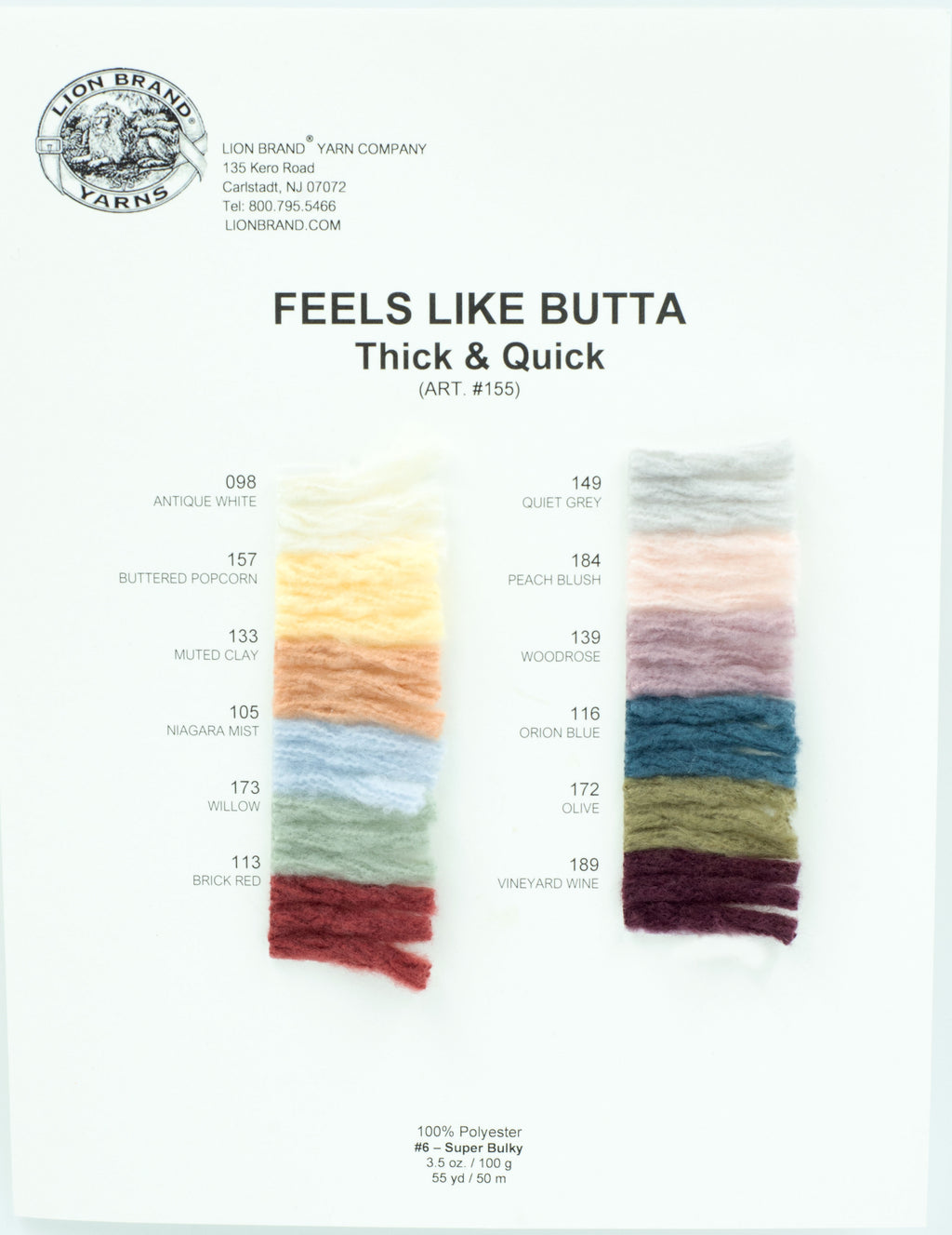 Lion Brand Yarn - Feels Like Butta - 6 Pack with Pattern Cards in