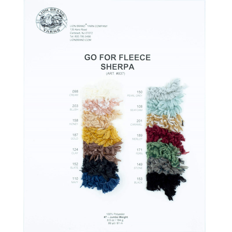 Go For Fleece Sherpa Yarn: Sample Card