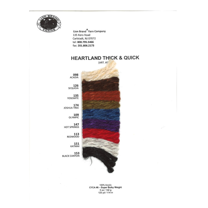 Heartland Thick and Quick Yarn®: Color card